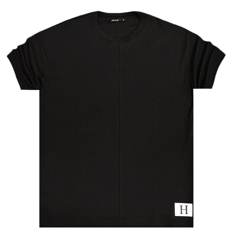 Ανδρική κοντομάνικη μπλούζα Henry clothing - 3-624 - simple overisized fit μαύρο
