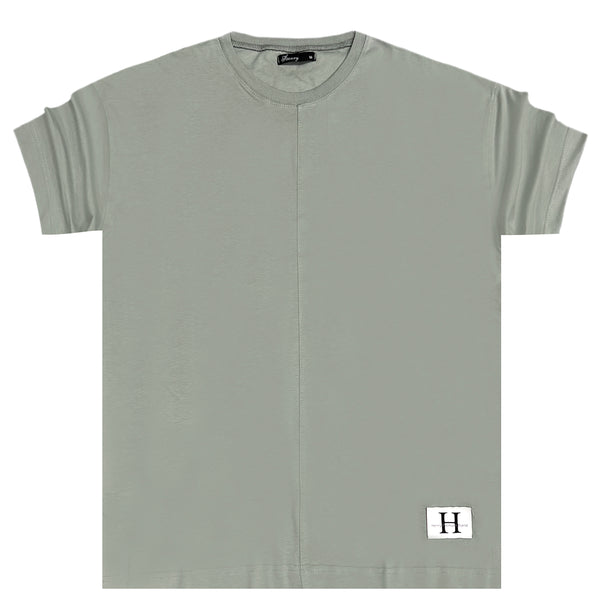 Ανδρική κοντομάνικη μπλούζα Henry clothing - 3-624 - simple overisized tee ανοιχτό χακί