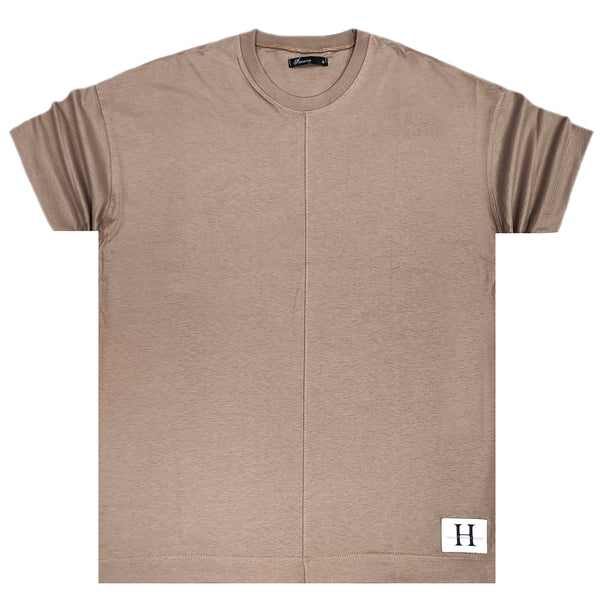 Ανδρική κοντομάνικη μπλούζα Henry clothing - 3-624 - simple overisized fit tee καφέ