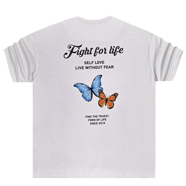 Κοντομάνικη μπλούζα Henry clothing - 3-625 - butterfly logo oversize fit tee λευκό