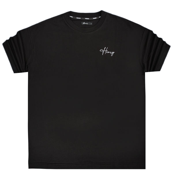 Ανδρική κοντομάνικη μπλούζα Henry clothing - 3-626 - back logo overisized fit μαύρο