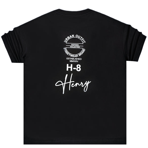 Henry clothing - 3-626 - back logo overisized tee - black