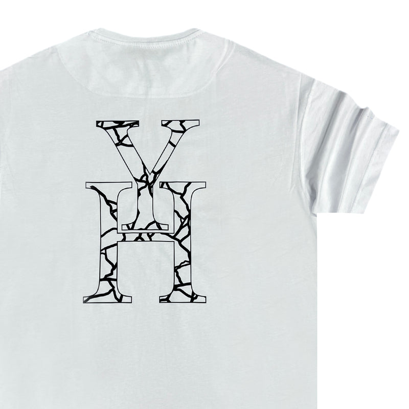 Ανδρική κοντομάνικη μπλούζα Henry clothing - 3-627 - geometric logo λευκό