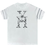 Ανδρική κοντομάνικη μπλούζα Henry clothing - 3-627 - geometric logo λευκό