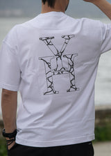 Ανδρική κοντομάνικη μπλούζα Henry clothing - 3-627 - geometric logo λευκό