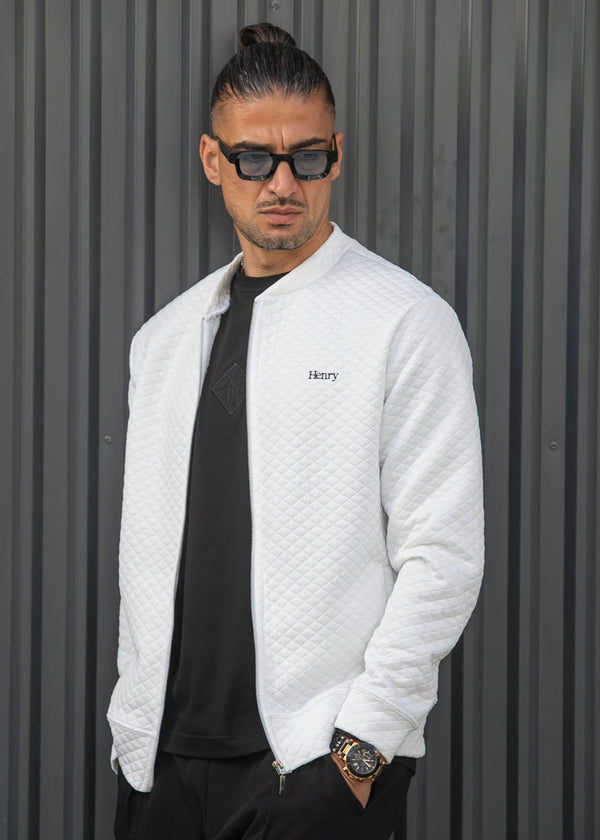Ανδρική ζακέτα καπιτονέ Henry clothing - 3-631 - capitone jacket regular fit λευκό