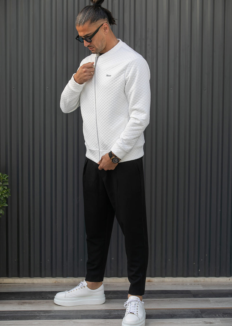 Ανδρική ζακέτα καπιτονέ Henry clothing - 3-631 - capitone jacket regular fit λευκό