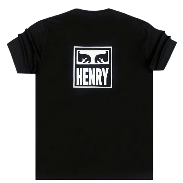 Ανδρική κοντομάνικη μπλούζα Henry clothing - 3-638 - face μαύρο