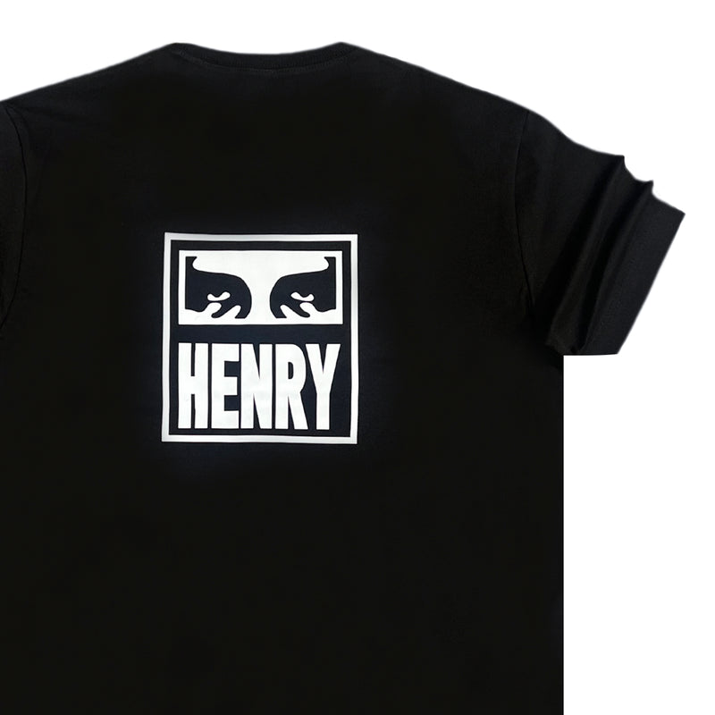 Ανδρική κοντομάνικη μπλούζα Henry clothing - 3-638 - face μαύρο