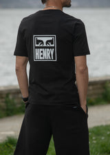 Ανδρική κοντομάνικη μπλούζα Henry clothing-3-638- face μαύρο