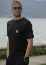 Ανδρική κοντομάνικη μπλούζα Henry clothing-3-638- face μαύρο