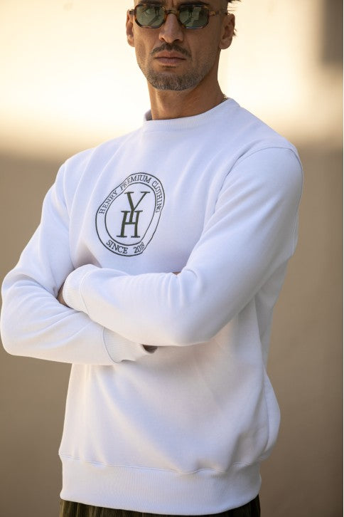 Ανδρικό φούτερ Henry clothing - 3-670 - sweatshirt round logo λευκό