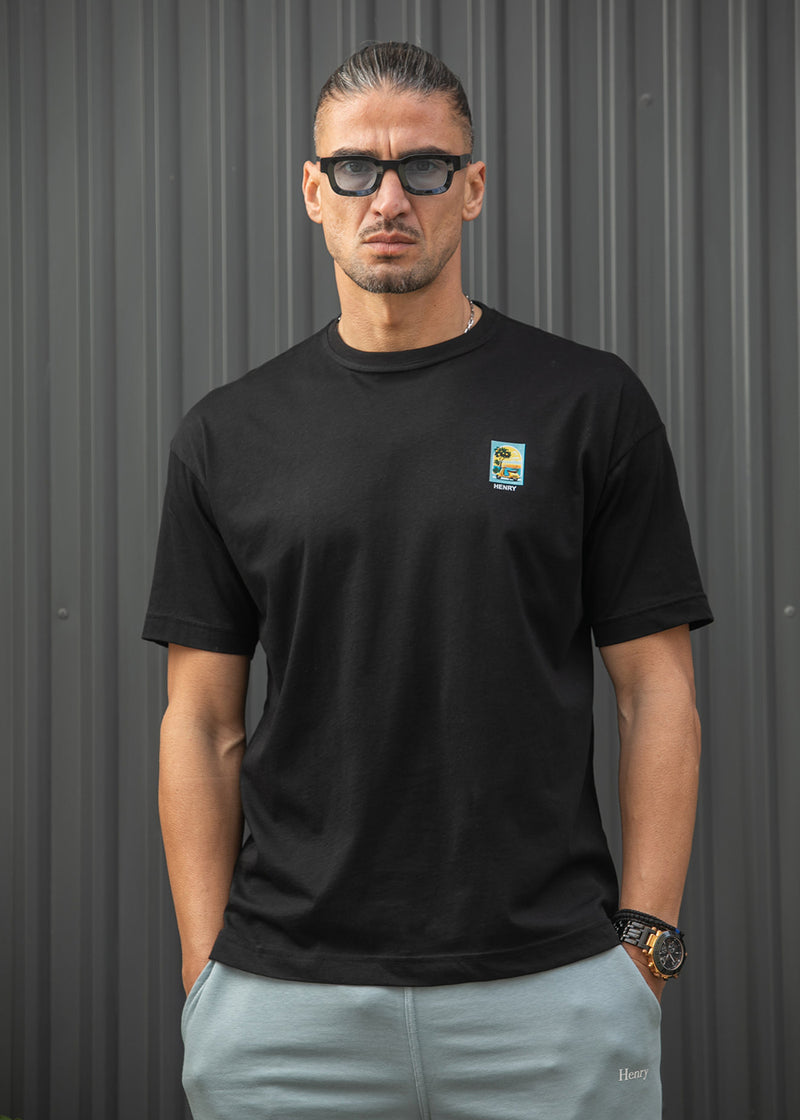 Ανδρική κοντομάνικη μπλούζα Henry - 3-701 - vespa oversized tee μαύρο