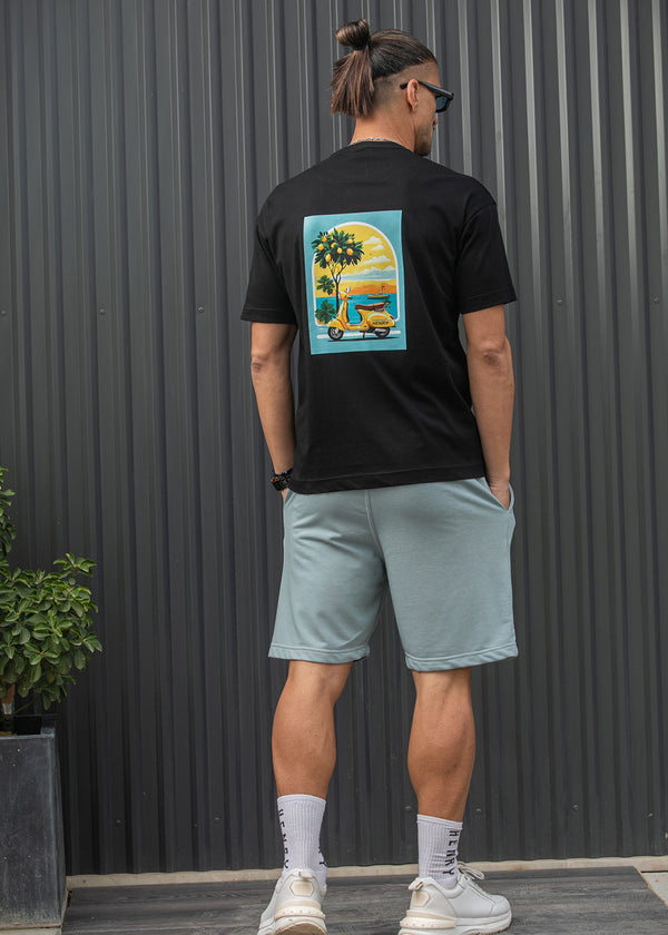 Ανδρική κοντομάνικη μπλούζα Henry - 3-701 - vespa oversized tee μαύρο