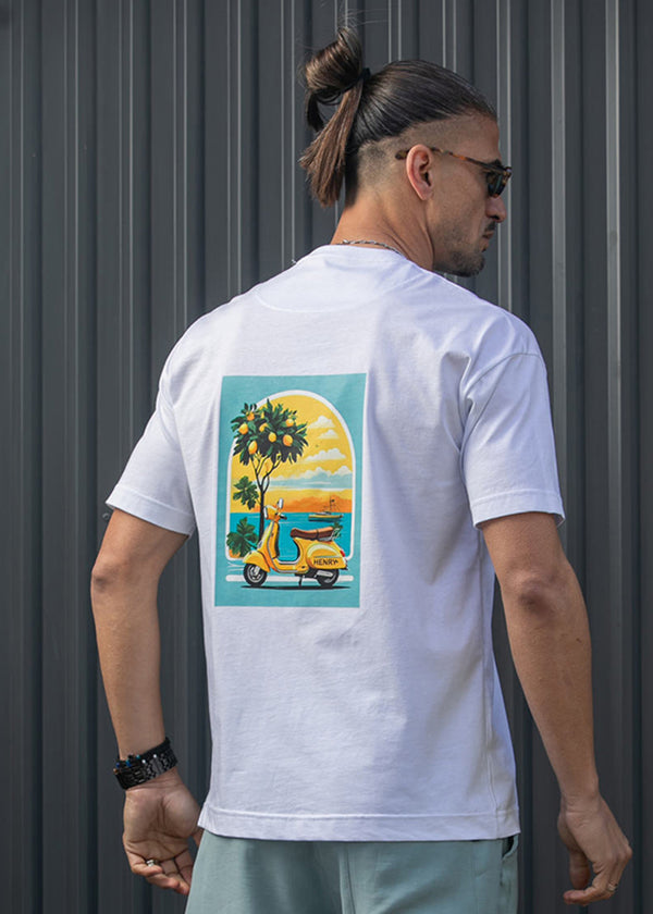 Ανδρική κοντομάνικη μπλούζα Henry - 3-701 - vespa oversized tee λευκό