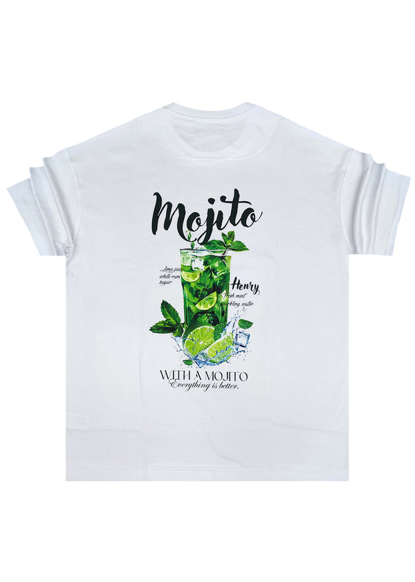 Ανδρική κοντομάνικη μπλούζα Henry clothing - 3-704 - mojito t-shirt λευκό