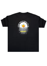 HENRY CLOTHING Ανδρική κοντομάνικη μπλούζα μαύρη Whisper Words 3-706-black