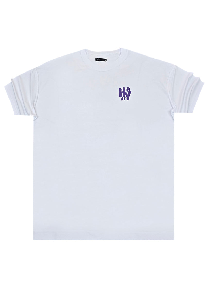 Ανδρική κοντομάνικη μπλούζα Henry clothing - 3-707 - i'm always on my own mind oversised t-shirt λευκό