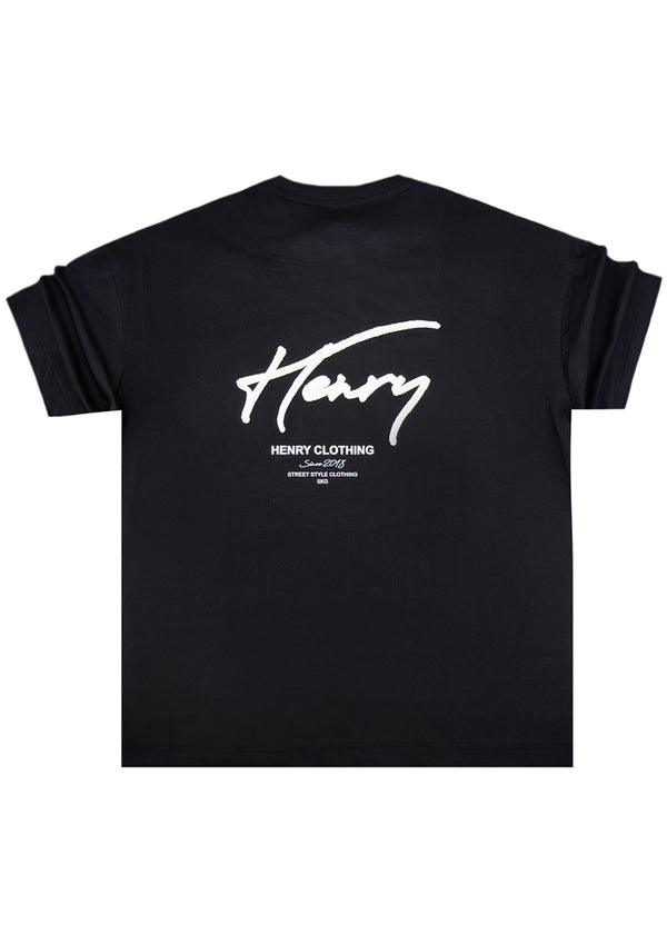 Ανδρική κοντομάνικη μπλούζα Henry clothing - 3-711 - calligraphy t-shirt μαύρο