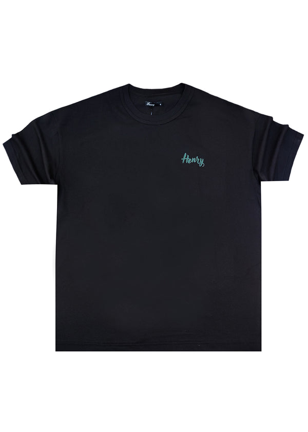 Ανδρική κοντομάνικη μπλούζα Henry clothing - 3-704 - mojito t-shirt μαύρο