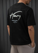 Ανδρική κοντομάνικη μπλούζα Henry clothing-3-711-calligraphy t-shirt μαύρο