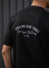 Ανδρική κοντομάνικη μπλούζα Henry clothing-3-718-follow your vibes  t-shirt μαύρο