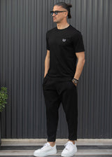 Ανδρική κοντομάνικη μπλούζα Henry clothing - 3-720 - niddle logo regular tee μαύρο