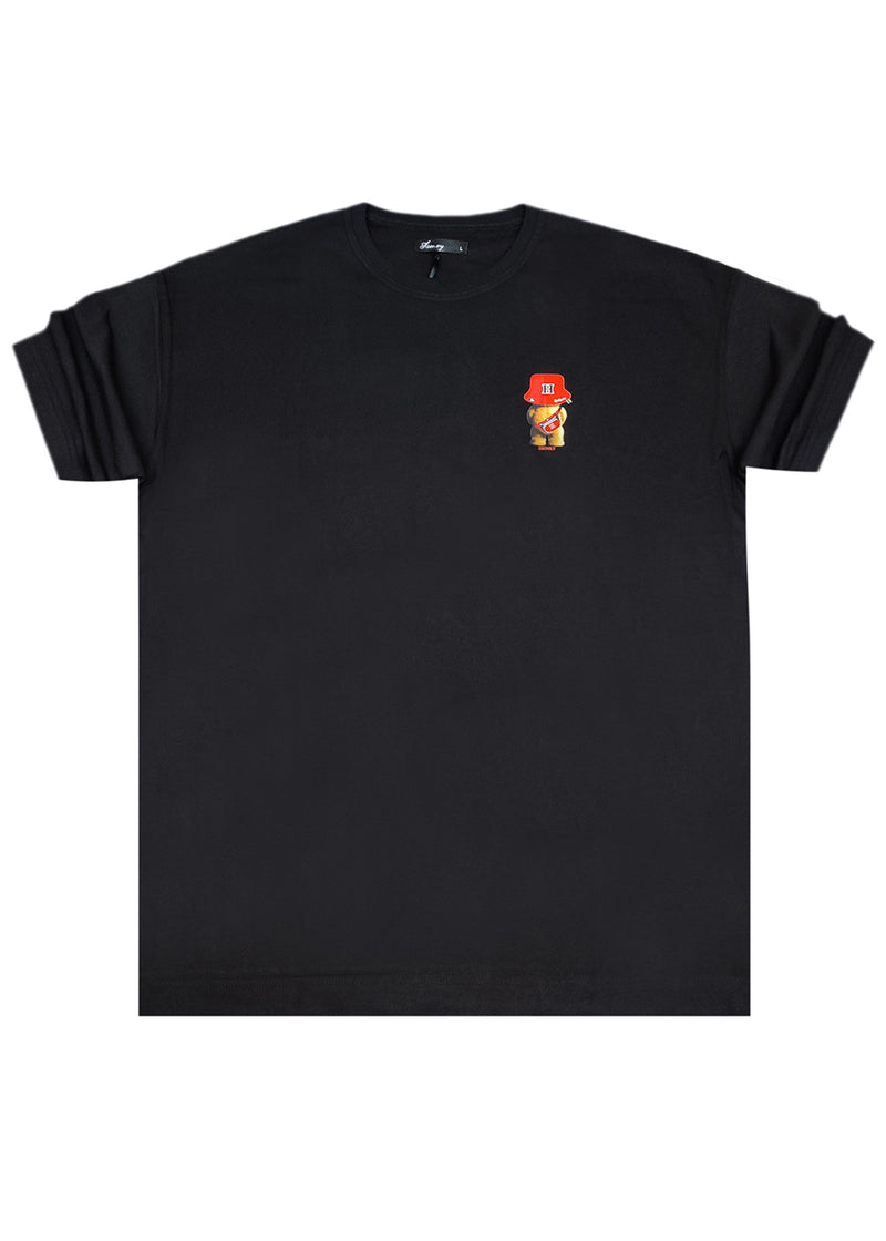 Ανδρική κοντομάνικη μπλούζα Henry clothing - 3-728 - los angeles bear regular fit t-shirt μαύρο