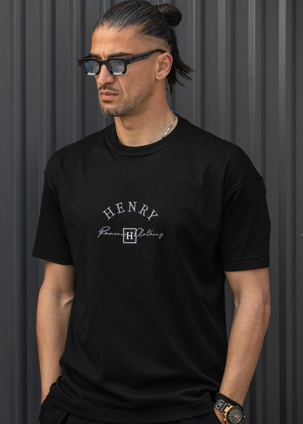 Ανδρική κοντομάνικη μπλούζα Henry Clothing - 3-734 - premium brand regular fit μαύρο