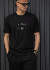 Ανδρική κοντομάνικη μπλούζα Henry Clothing-3-734- premium brand regular fit μαύρο