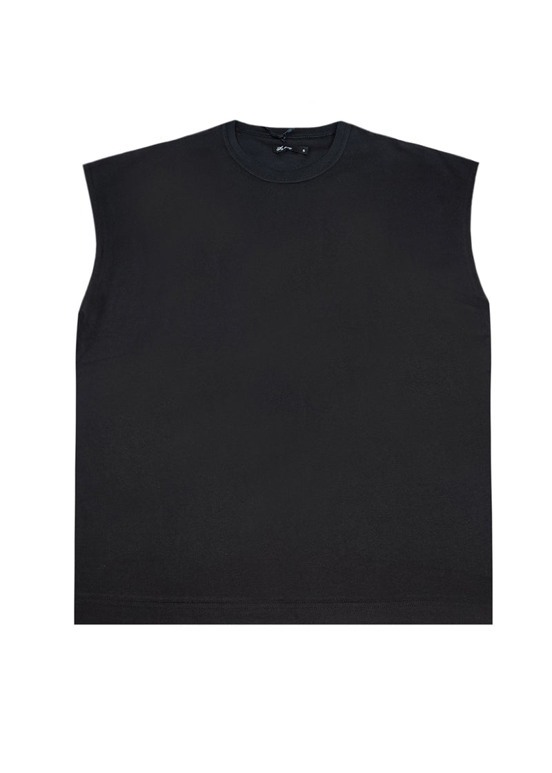 Ανδρική αμάνικη μπλούζα Henry clothing - 3-735 -simple sleeveness regular fit t-shirt μαύρο