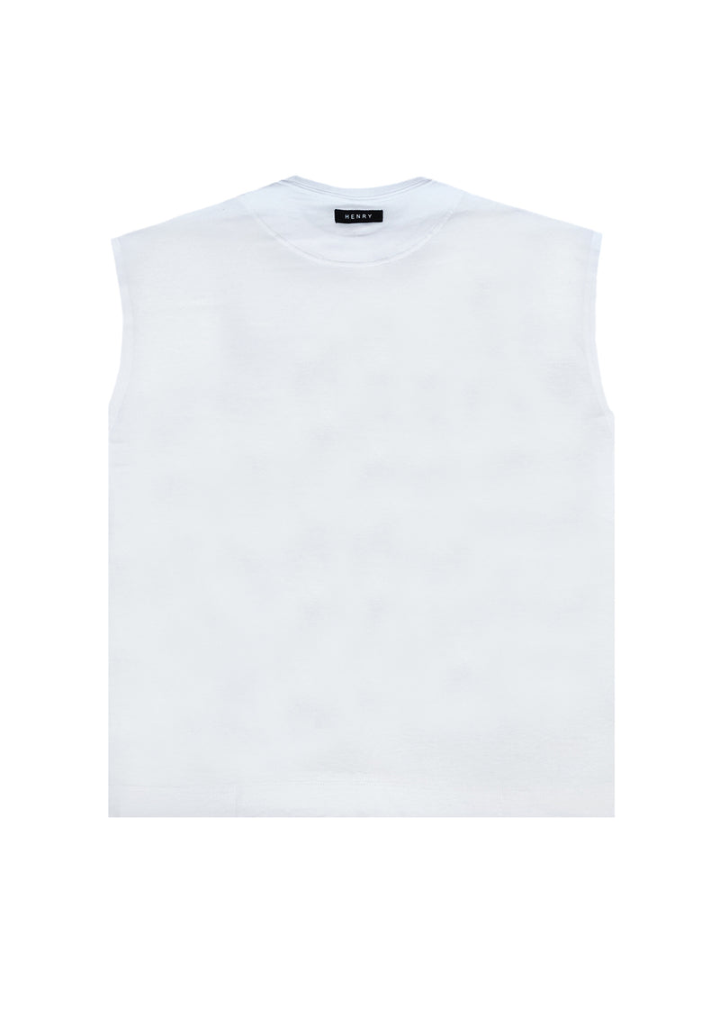 Ανδρική αμάνικη μπλούζα Henry clothing - 3-735 -simple sleeveness regular fit t-shirt λευκό