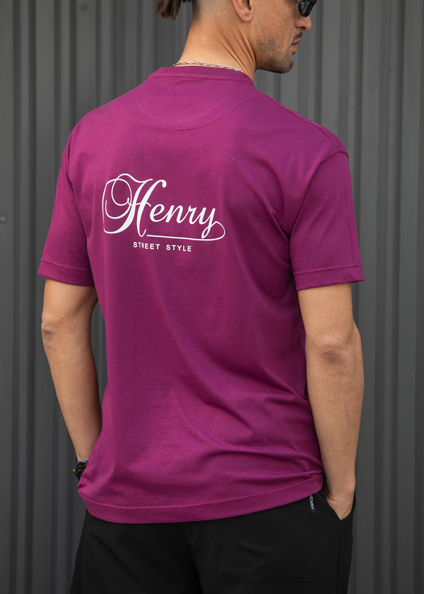 Ανδρική κοντομάνικη μπλούζα Henry clothing - 3-740 - street style t-shirt ματζέντα