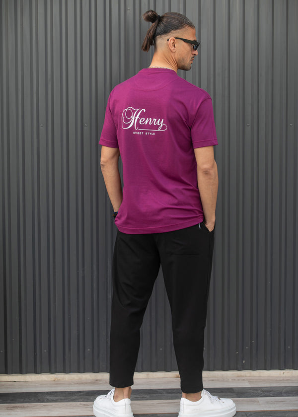 Ανδρική κοντομάνικη μπλούζα Henry clothing - 3-740 - street style t-shirt ματζέντα