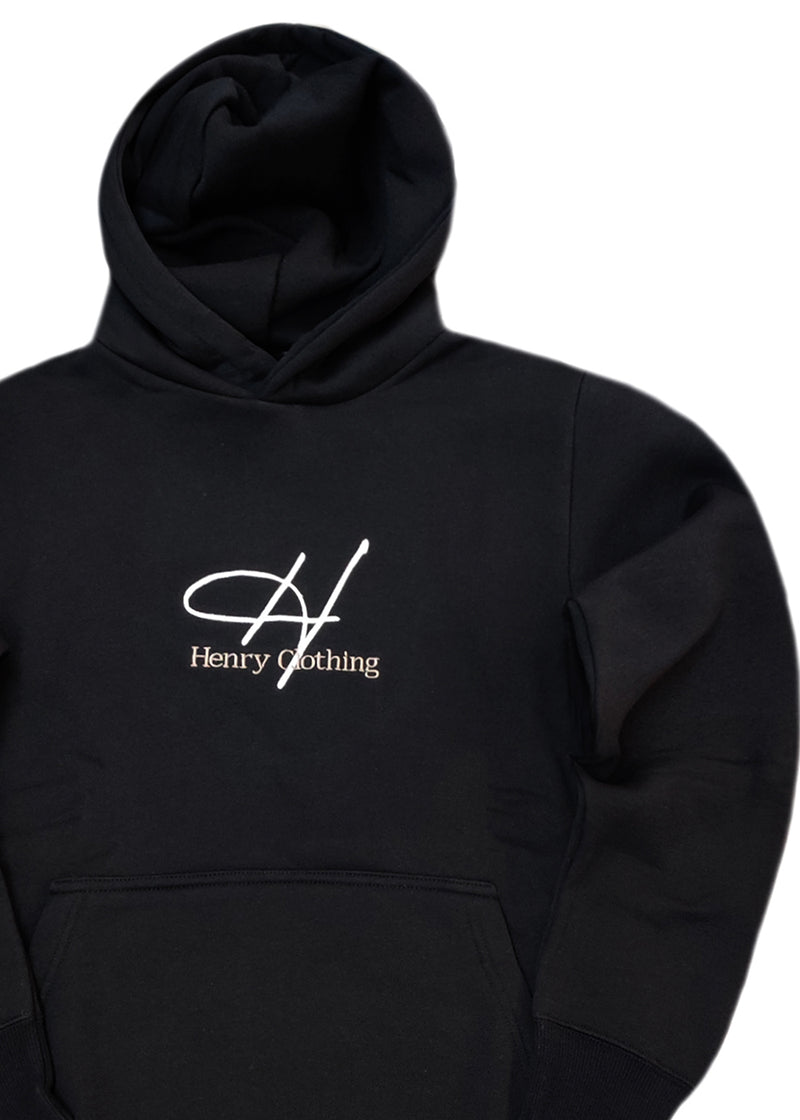 Ανδρικό φούτερ με κουκούλα Henry Clothing- 3-750 -black hoodie