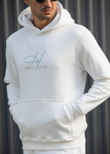 HENRY CLOTHING - Ανδρικό φούτερ με κουκούλα Signed logo - Λευκό 3-750