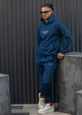 Ανδρικό φούτερ με κουκούλα Henry Clothing-3-757-branded logo hoodie μπλε