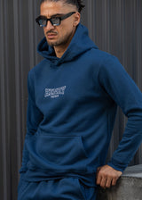 Ανδρικό φούτερ με κουκούλα Henry Clothing-3-757-branded logo hoodie μπλε
