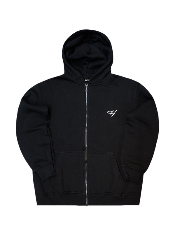 Ανδρική ζακέτα με κουκούλα Henry Clothing - 3-760 - signed logo zipper hoodie jacket μαύρο