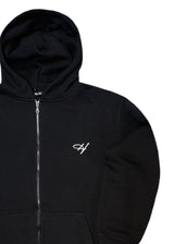 Ανδρική ζακέτα με κουκούλα Henry Clothing - 3-760 - signed logo zipper hoodie jacket μαύρο