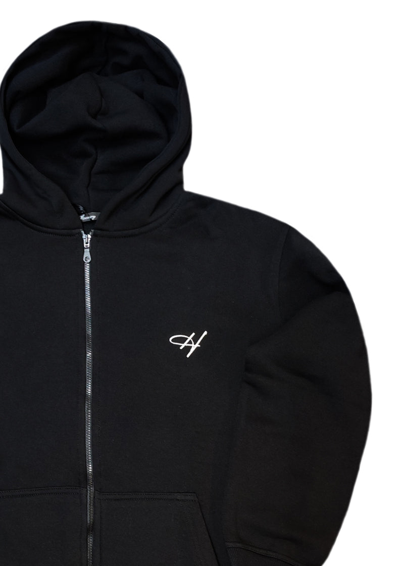 Ανδρική ζακέτα με κουκούλα Henry Clothing - 3-760 - signed logo zipper hoodie jacket μαύρο