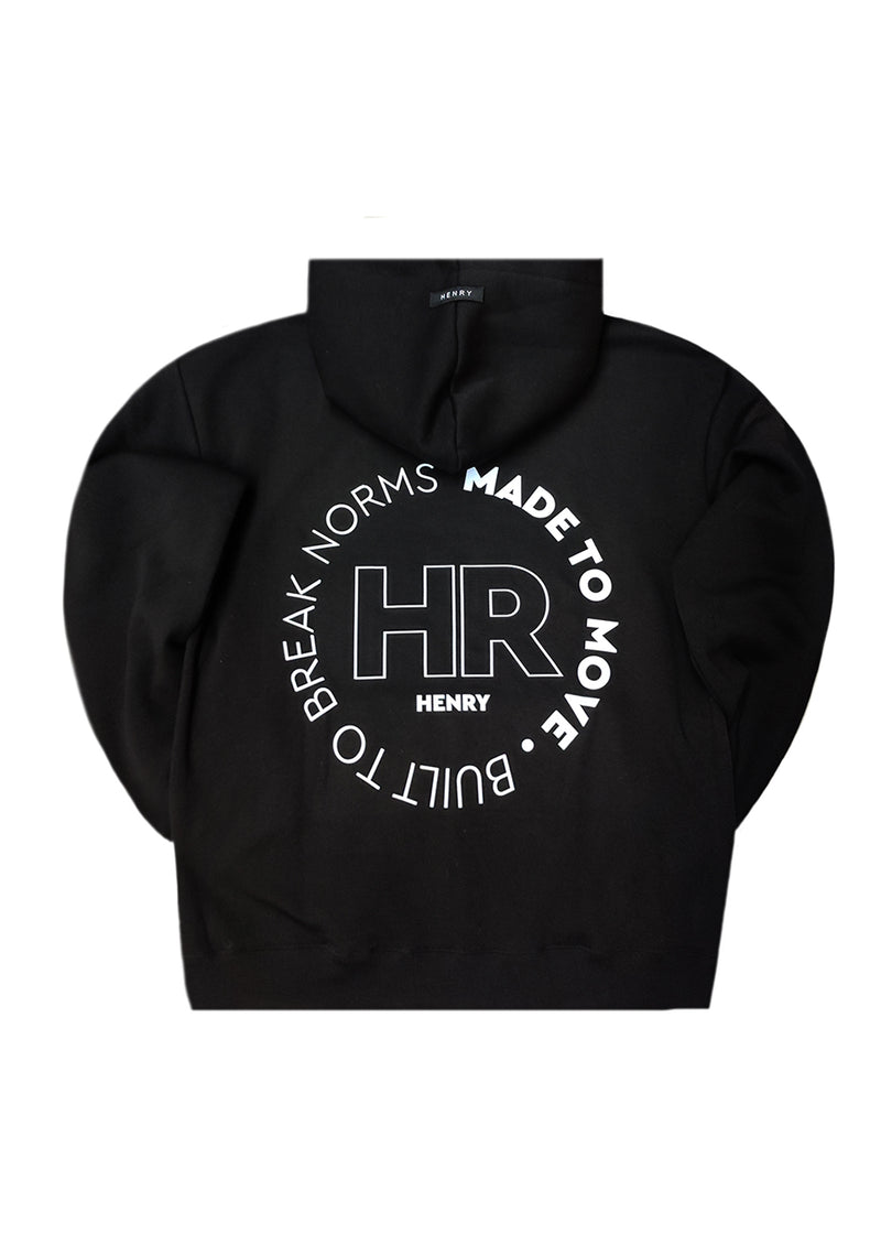 Ανδρικό φούτερ με κουκούλα Henry Clothing-3-761-black-statement back print