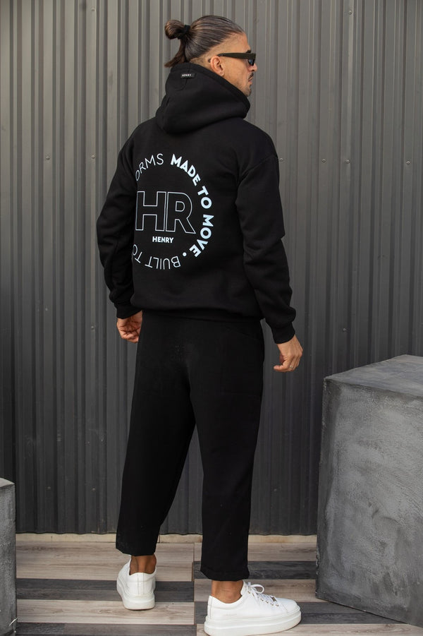 Ανδρικό φούτερ με κουκούλα Henry Clothing-3-761-black-statement back print
