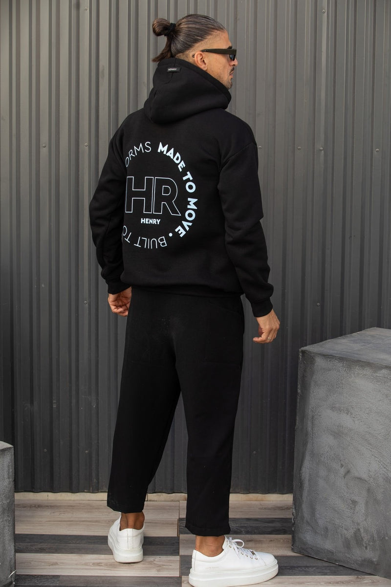 Ανδρικό φούτερ με κουκούλα Henry Clothing-3-761-black-statement back print