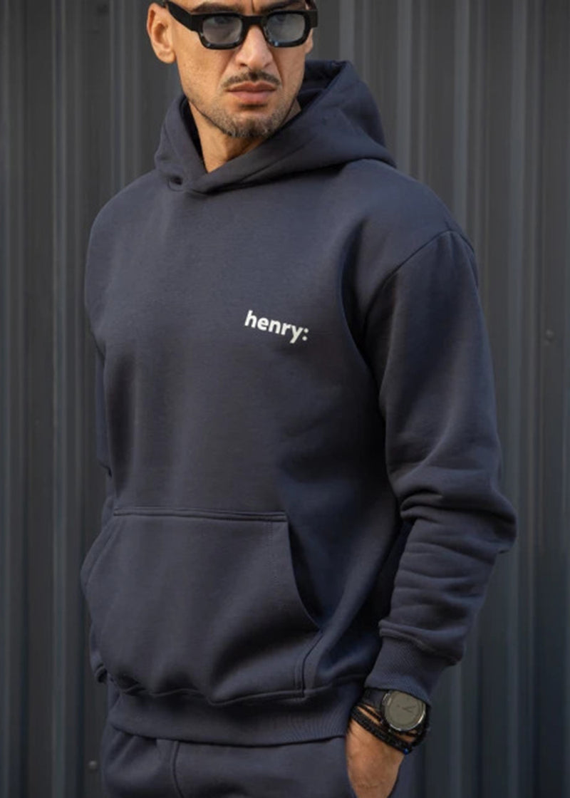 Ανδρικό φούτερ με κουκούλα Henry Clothing-3-763-statement back print ανθρακί