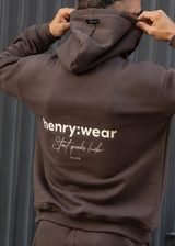 HENRY CLOTHING - Ανδρικό φούτερ με κουκούλα Statement back print- Καφέ 3-763