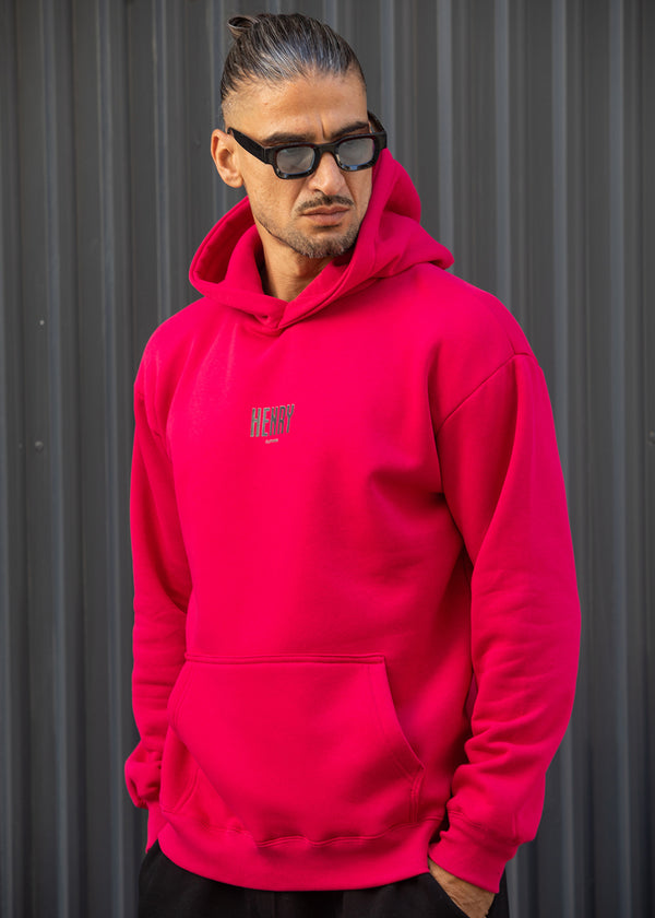 Ανδρικό φούτερ με κουκούλα Henry Clothing-3-766-fuchsia-statement back print