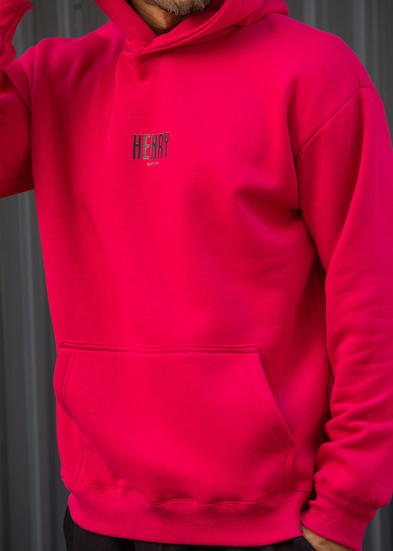 Ανδρικό φούτερ με κουκούλα Henry Clothing-3-766-fuchsia-statement back print