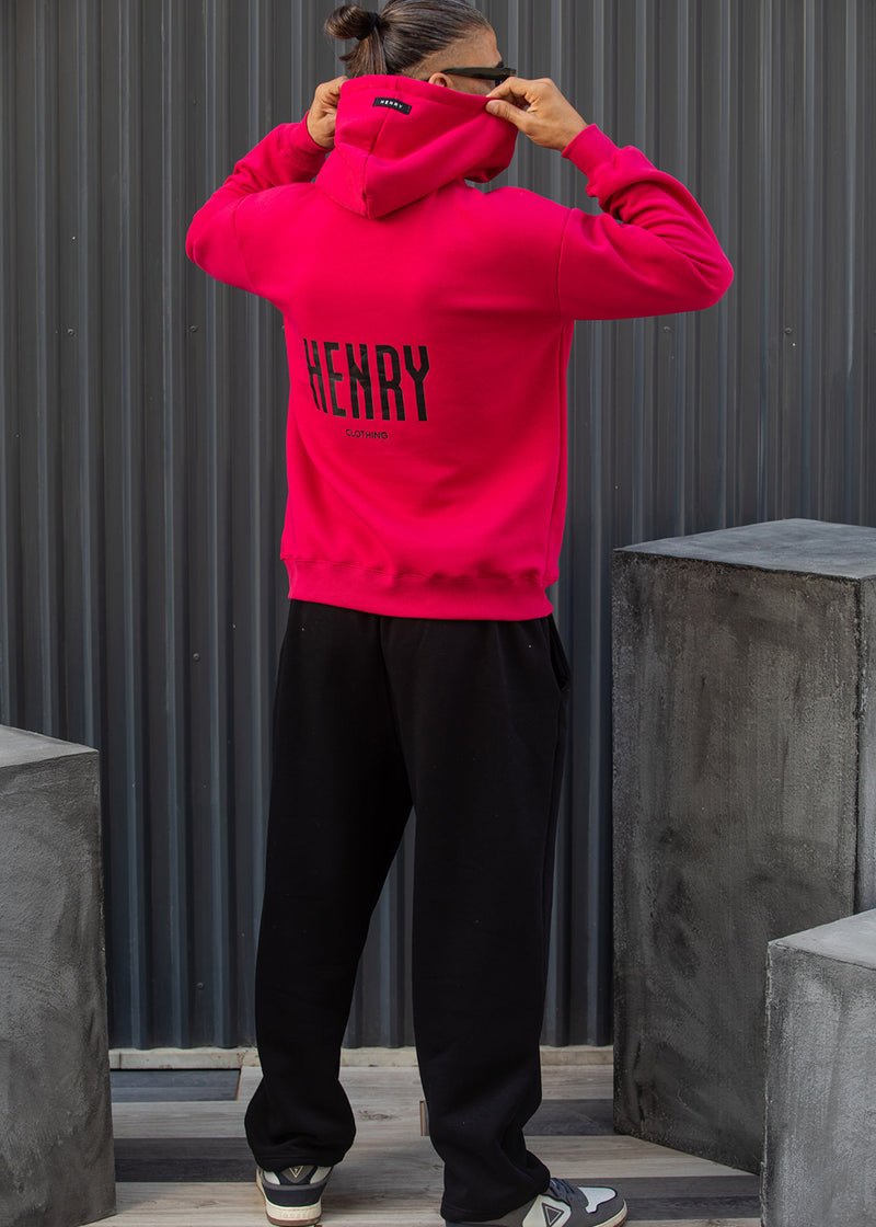 Ανδρικό φούτερ με κουκούλα Henry Clothing-3-766-fuchsia-statement back print