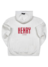 HENRY CLOTHING - Ανδρικό φούτερ με κουκούλα Statement back print - Λευκό 3-766